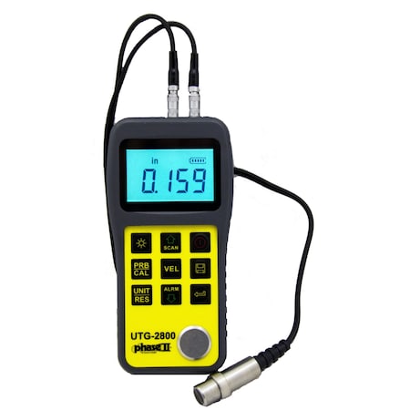 Phase Ii Ultrasonic Thickness Gauge, Basic, 5Mhz, Inch/Metric, Memory, Software UTG-2800